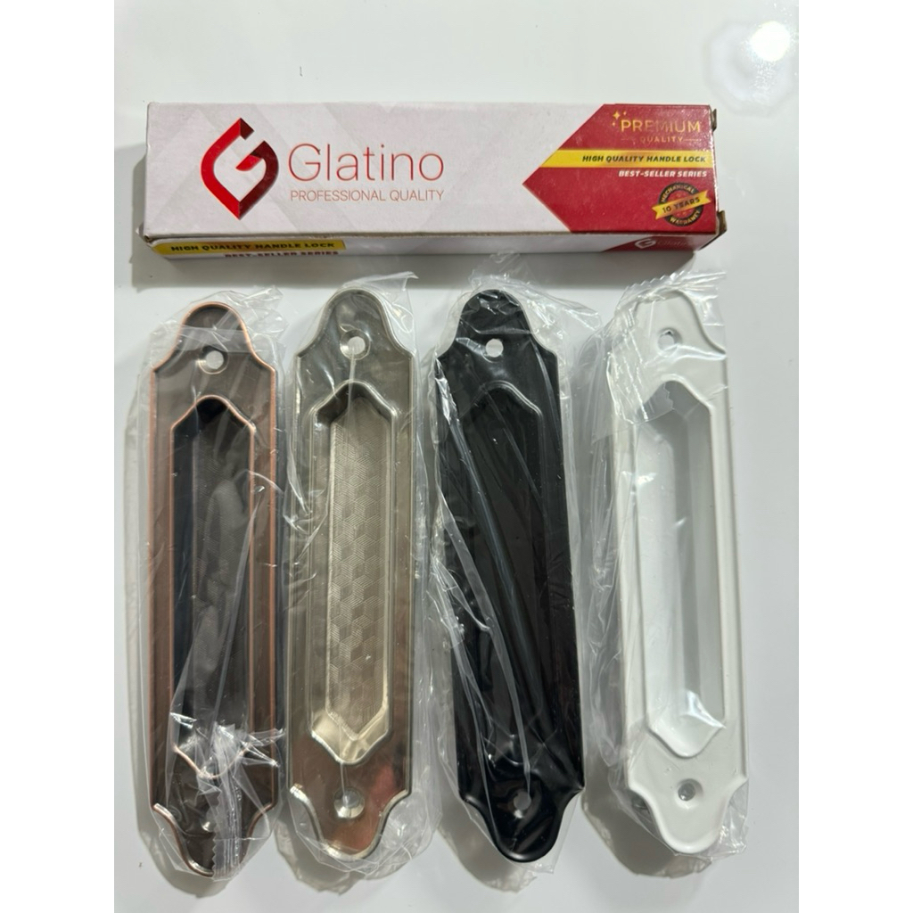 Handle Pintu Geser Tanam GLATINO / Putih / Silver / Coklat / Hitam