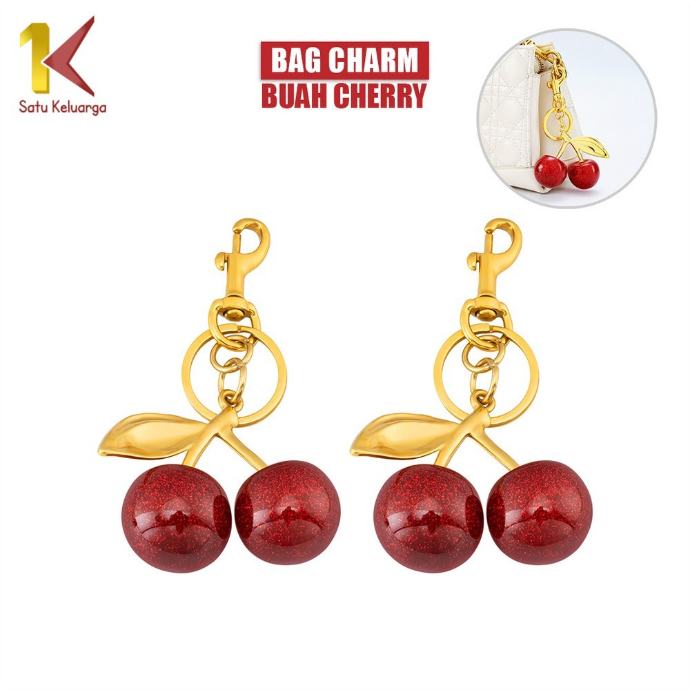 Satu Keluarga Gantungan Tas Cherry Lucu C1391 Bag Charm Keychain Korea Hiasan Aksesoris Tas Fashion