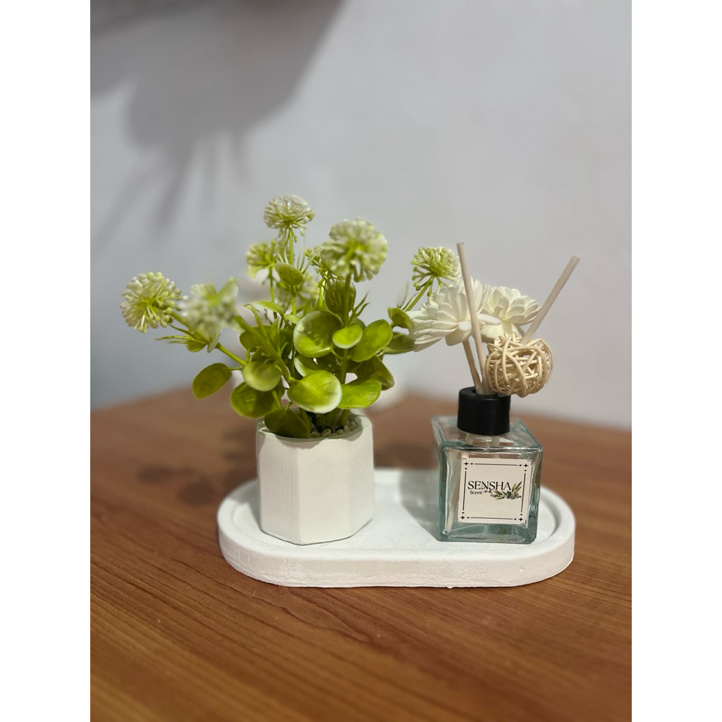 SENSHA GALERIA HIASAN RANGKAIAN BUNGA ARTIFICIAL POT MINI DENGAN DIFFUSER HIASAN SUDUT RUANG HIASAN 