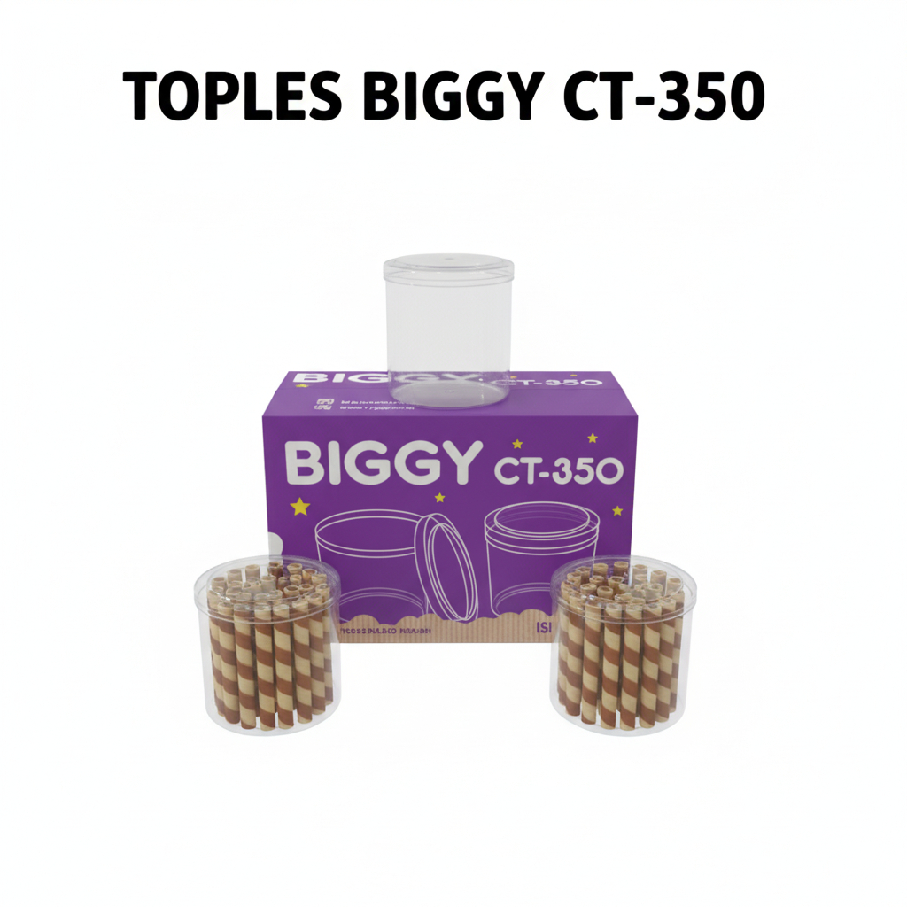 Toples Biggy CT-350 Bulat Toples Transfaran Toples Kue Plastik Toples Murah Toples Biggy 1 kg Lusina