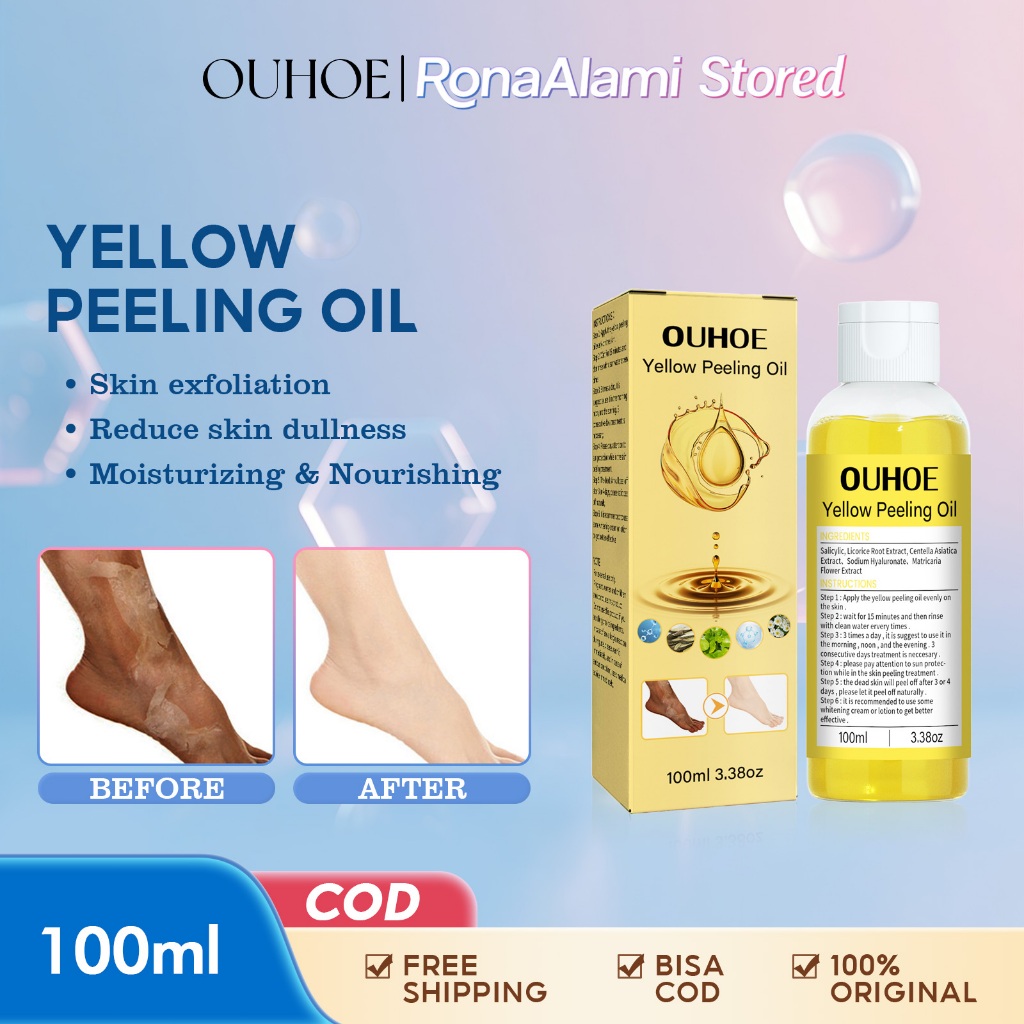 [Beli 2 Gratis 1]OUHOE Yellow Peeling Oil 100ml - Minyak Pengelupasan Kuning Pelembab Dan Perawatan 