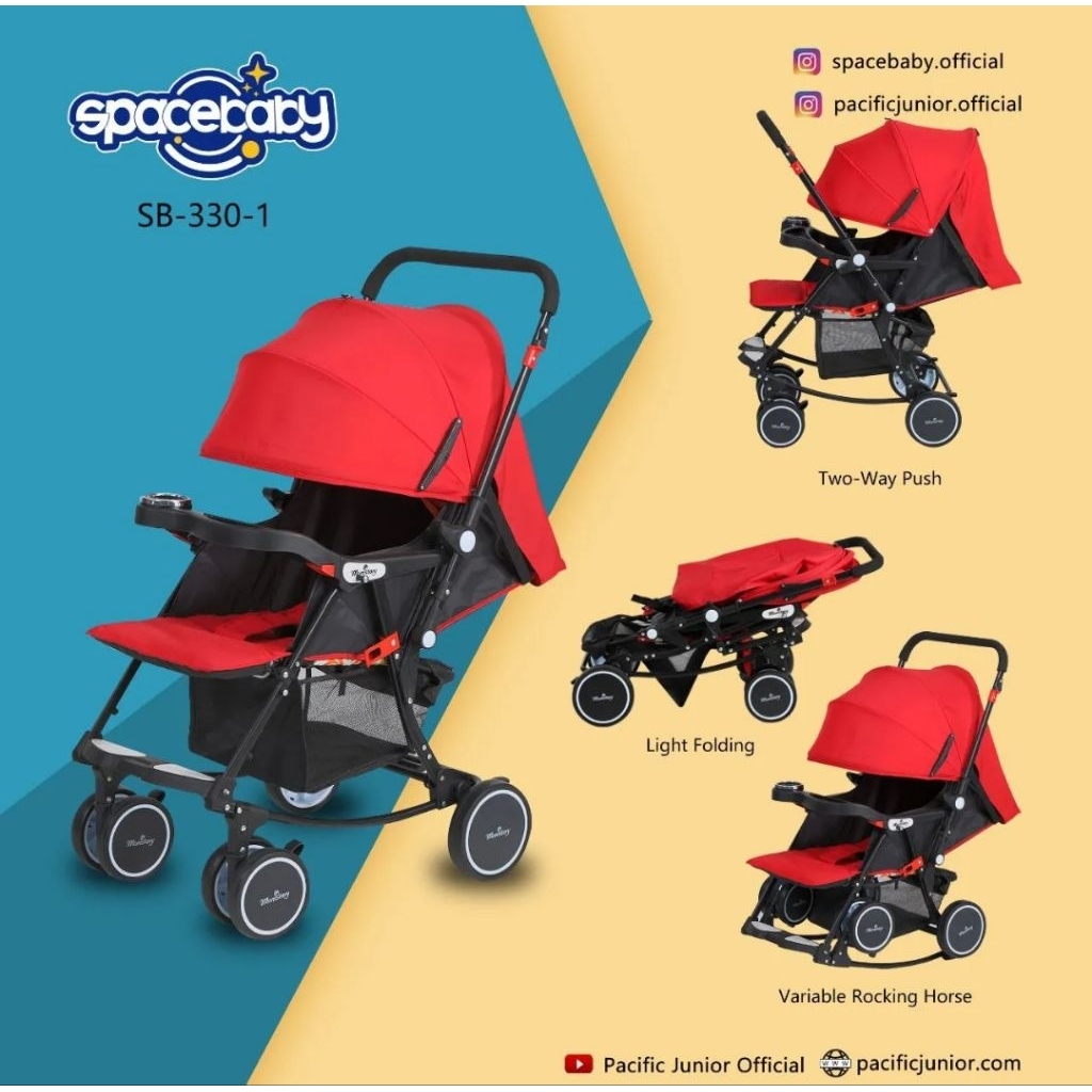 Baby Stroller SPACEBABY SB 330-1 Stir Bolak Balik Ayun Kereta Bayi