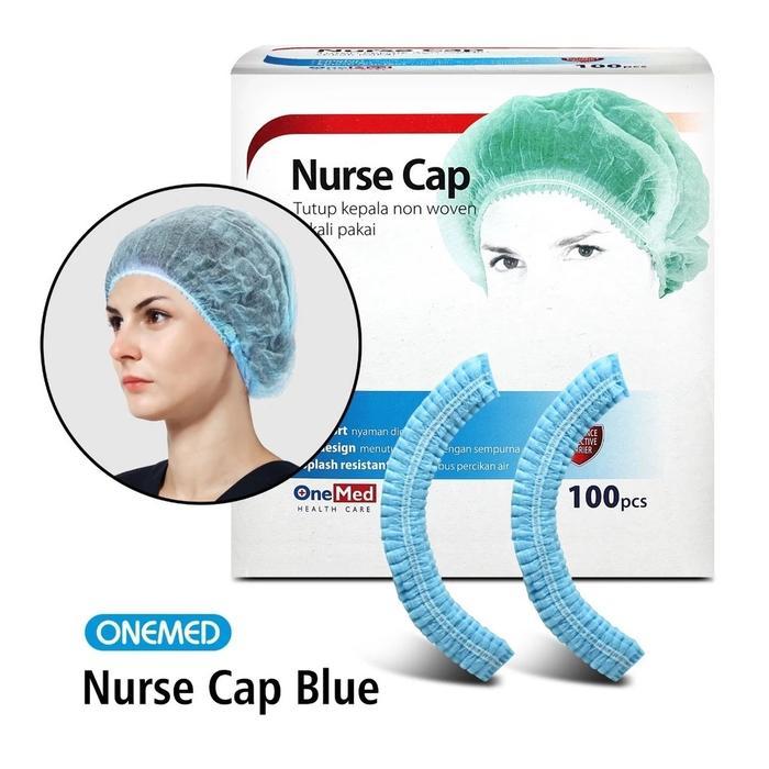 Nurse Cap Onemed BIRU Non Woven Hair Net