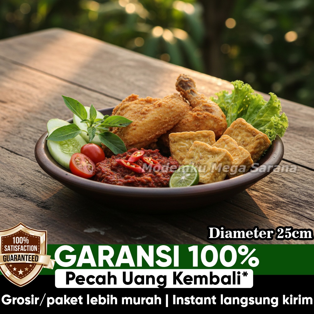 Cobek Bakar Tanah Liat Sambal Gami Tahan Panas - Diameter 25 cm Gerabah  Cobek  Piring  Tanah Liat