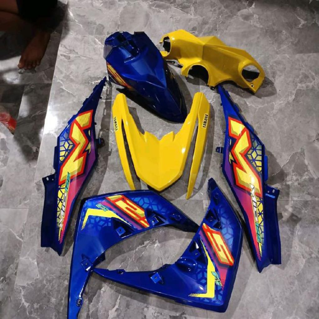 COVER BODY HALUS YAMAHA MIO M3 FULLSET BODI SET MIO M3 WARNA BIRU KUNING