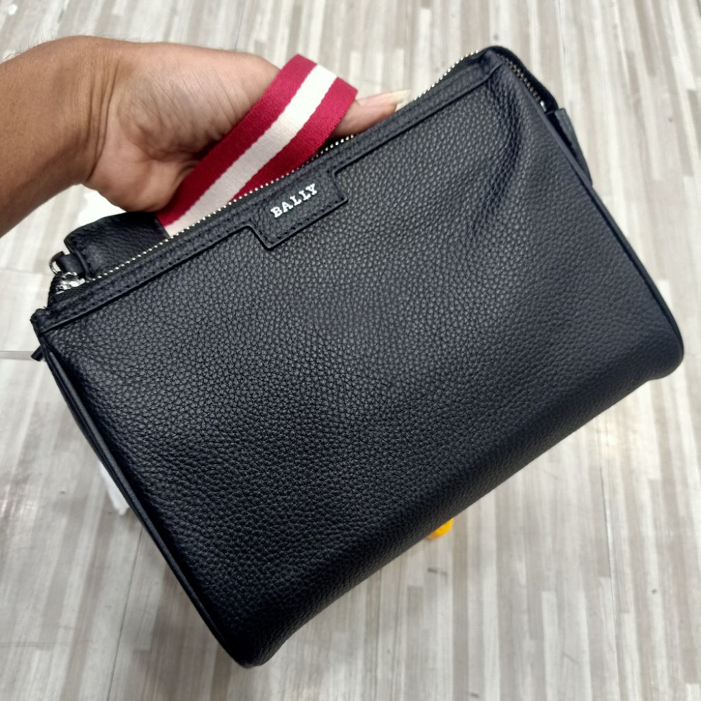 Handbag Bally logo List Merah putih Clutch Tas Tangan Mirror Quality