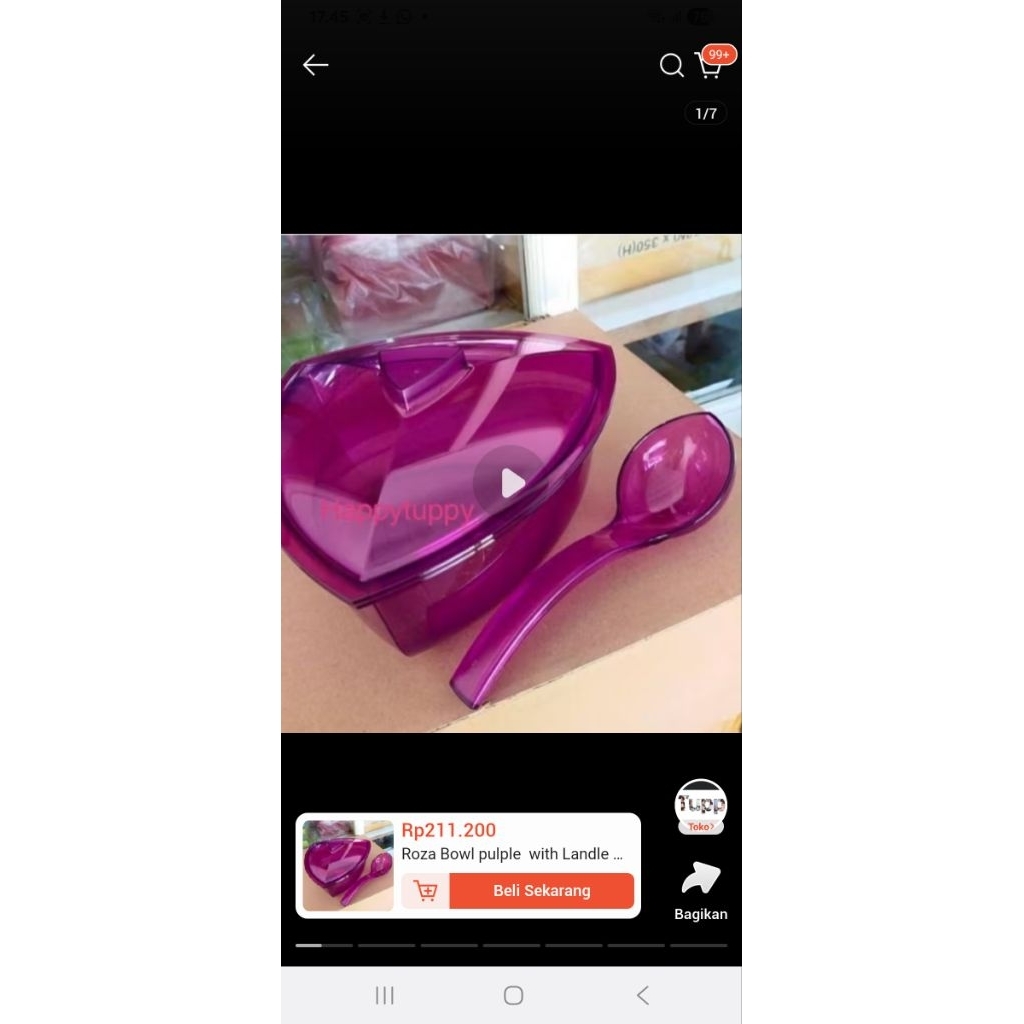 roza bowl pink with spoon tupperware