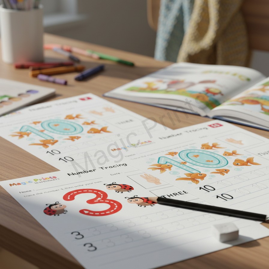 Isi 22 Lembar Worksheet Latihan Menulis Angka, Lembar Kerja Anak TK PAUD, Worksheet Bahasa Inggris