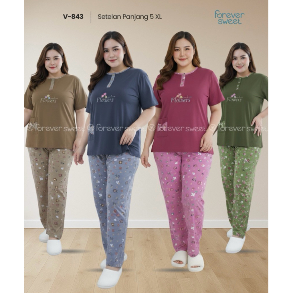 Forever Sweet Piyama Super Jumbo 5L Celana Panjang Baju Tidur Oneset CP Super Jumbo 5XL Piyama Forev
