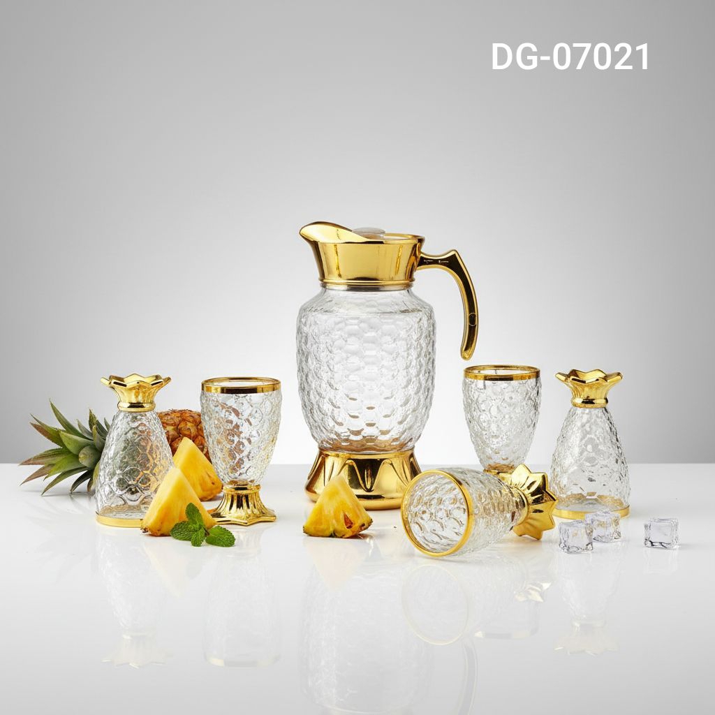 Teko set mewah  ( 7 Pcs ) / Teko Sultan/ Teko Gelas Kaca/ HAMPERS