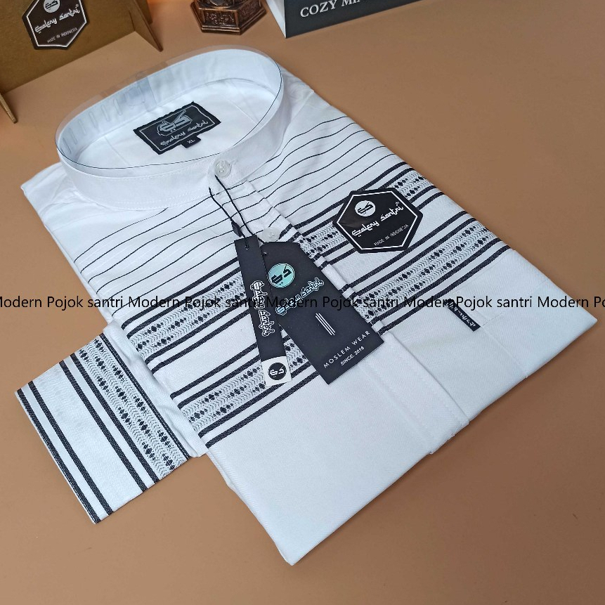 Galery Santri Baju Koko Pria Dewasa Lengan Panjang Katun Madinah Songket - Baju Koko Putih Dewasa