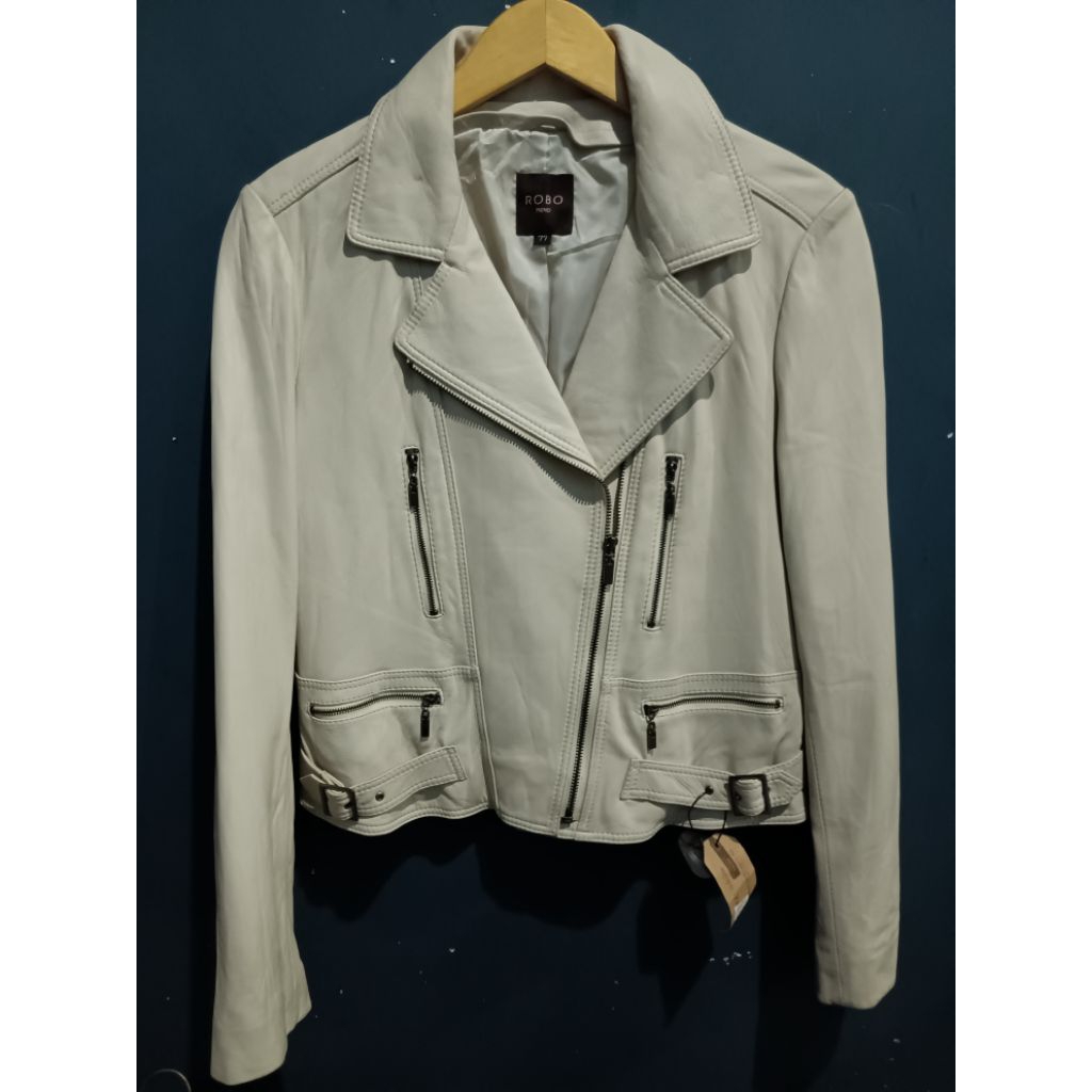 Leather Crop Ramones White