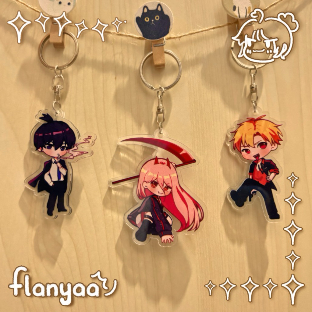 Chainsaw Man Mafia ver. Keychain & Stiker - Denji Power Aki