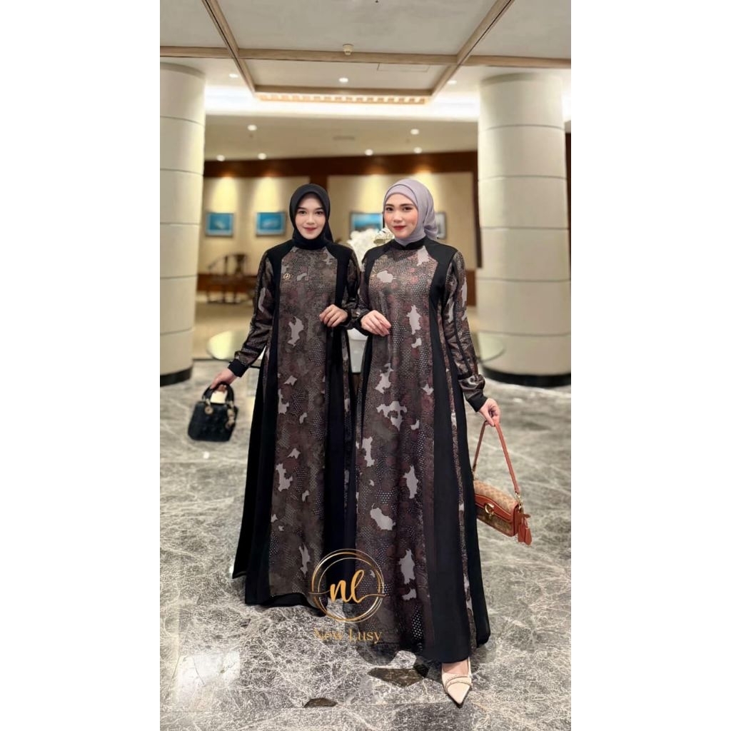 Abaya maryam dress by New Lusy / gamis abaya hitam emboss