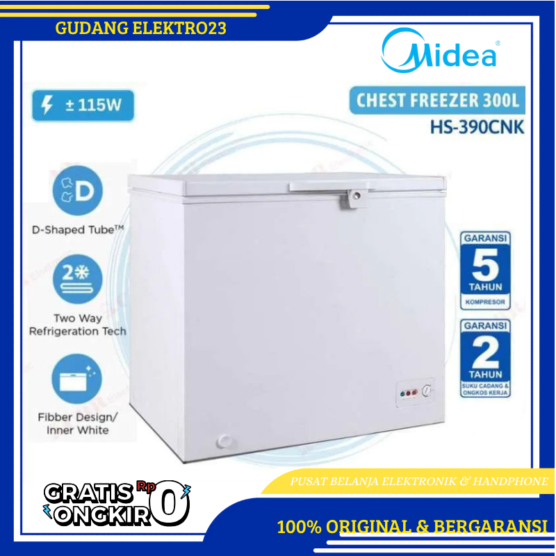 Midea Hs 390 Ck Chest Freezer Box Hs390Ck Lemari Pembeku 300 Liter GARANSI RESMI