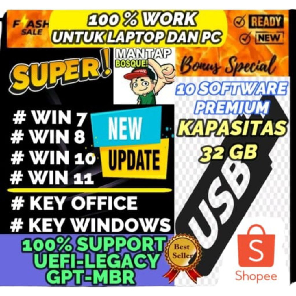 FLASHDISK BOOTABLE WINDOWS 11,10,8,7 UPDATE VIA FLASHDRIVE