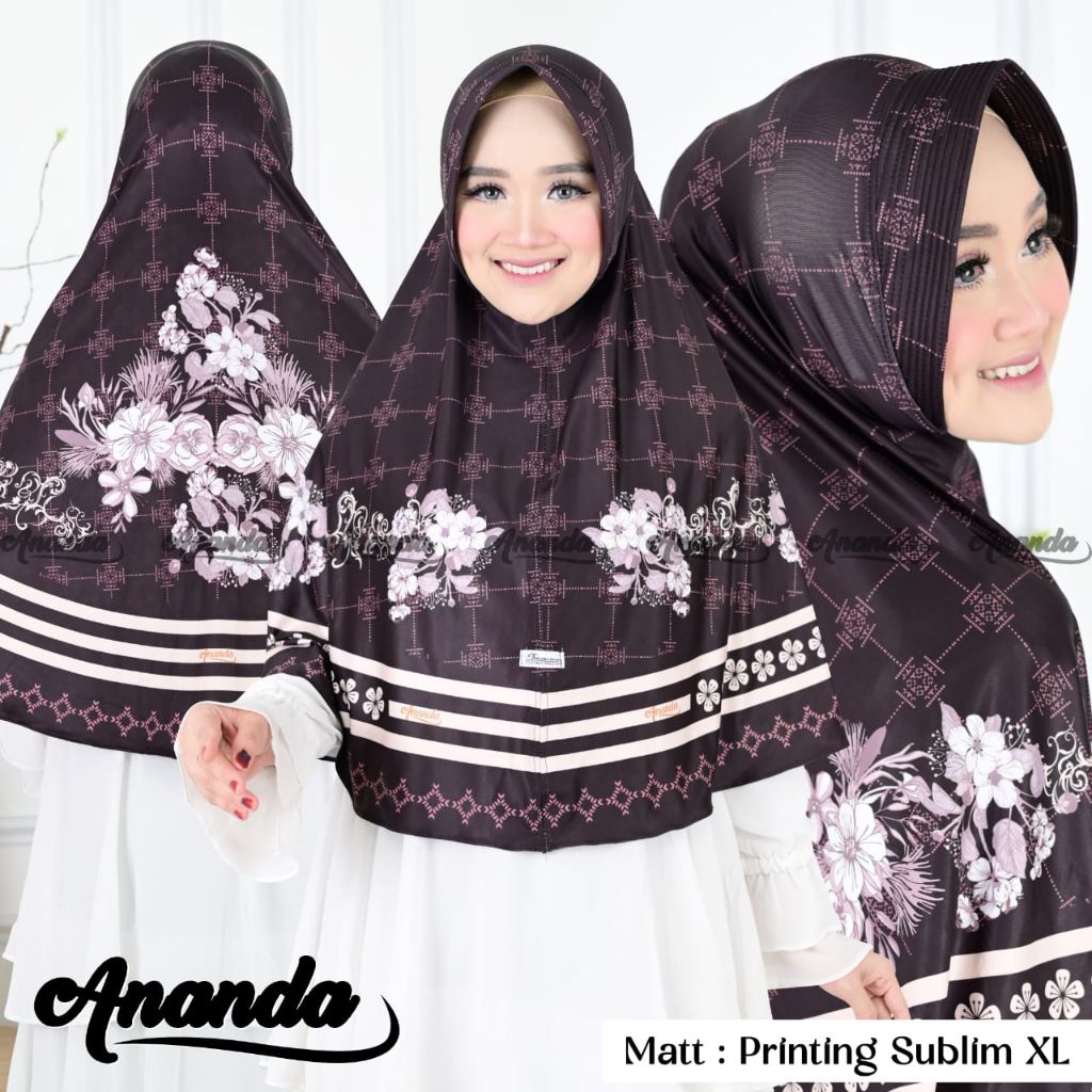 Hijab bergo pet Jersey printing motif garis-garis bunga XL
