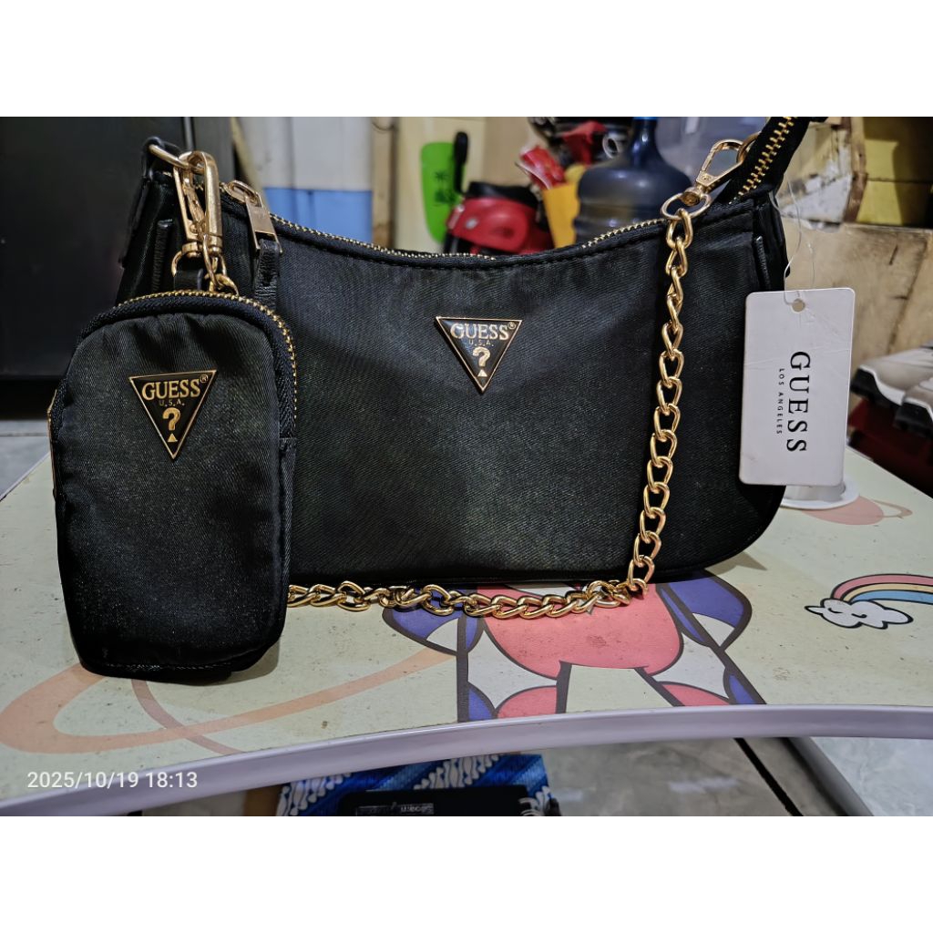Tas Guess black tali rantai