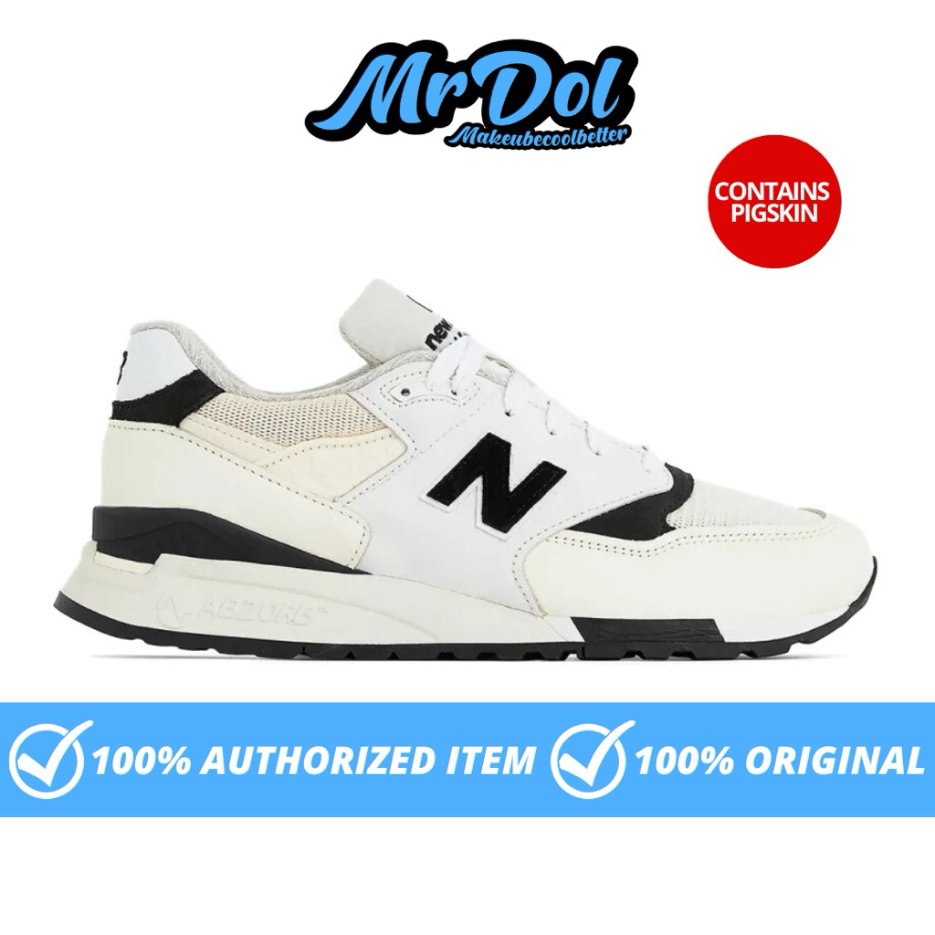 Sepatu Sneakers New Balance 998 Made In USA White Black (U998TI)