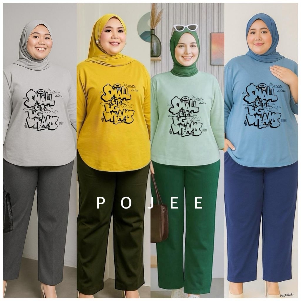 STARLA SET//SETELAN POJEE BAHAN KAOS COMBED//ONESET JUMBO POJEE//SETCEL JUMBO KAOS SABLON