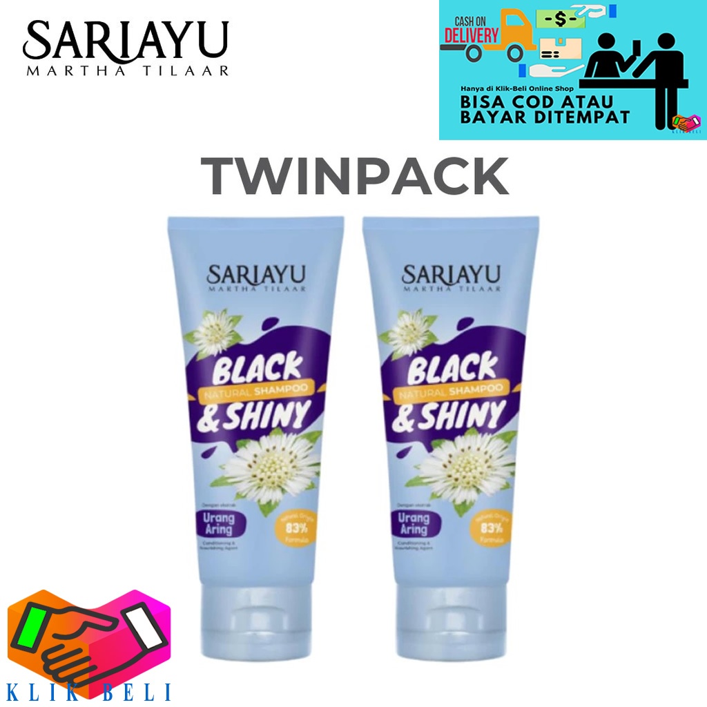 [TWINPACK] SARIAYU Black & Shiny Natural Shampoo 170ml Perawatan Kesuburan dan Menghitamkan Rambut S