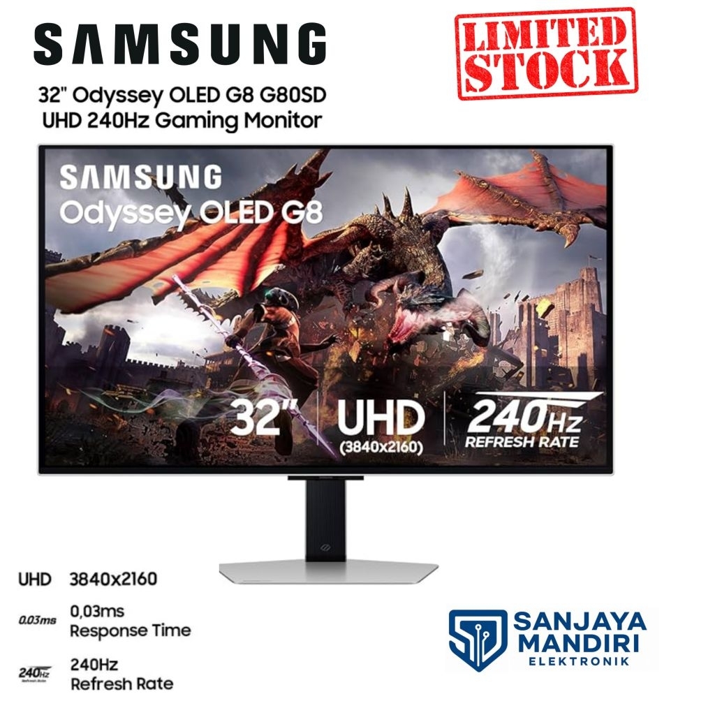 TERMURAH Samsung 32" Odyssey OLED G8 G80SD UHD 240Hz Gaming Monitor 32 Inch Garansi Resmi