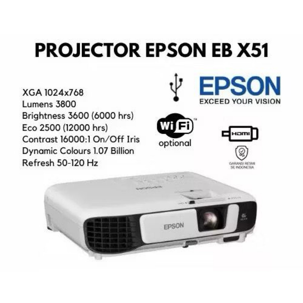 Epson Proyektor EB X51 3800 Lumens XGA