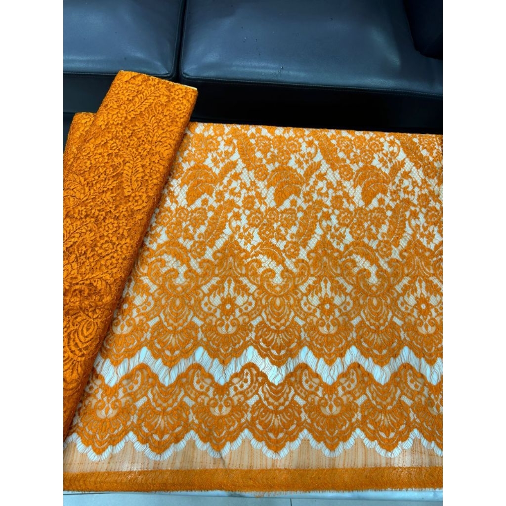 Bakal Kain Bahan Kebaya Brokat Semi Prancis Metalik/ Lace Panel Semi Francis Metalic/ Semi France La