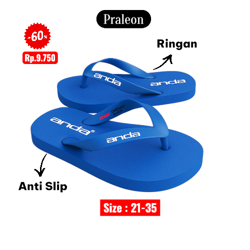 Praleon - Sandal Jepit Anak Laki Laki 3 Tahun Anda Polos | Sendal Anak Laki Laki