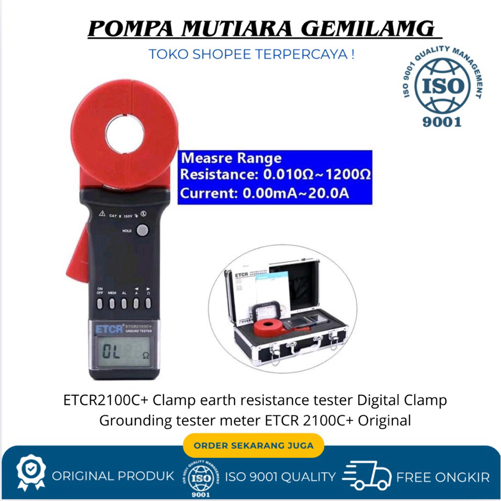 ETCR2100C+ Clamp earth resistance tester Digital Clamp Grounding tester meter ETCR 2100C+ Original