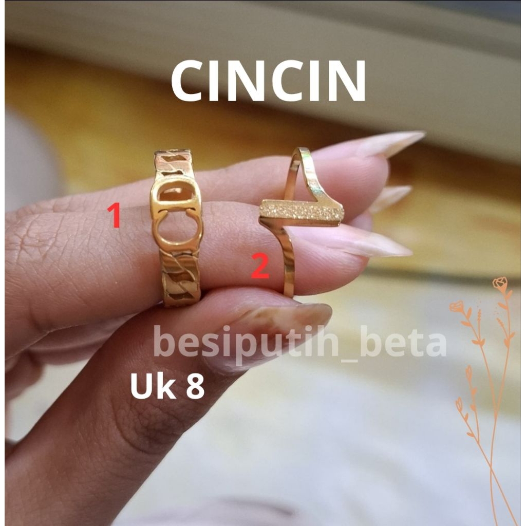 cincin besi putih ambon sepuh kuning / besi putih asli