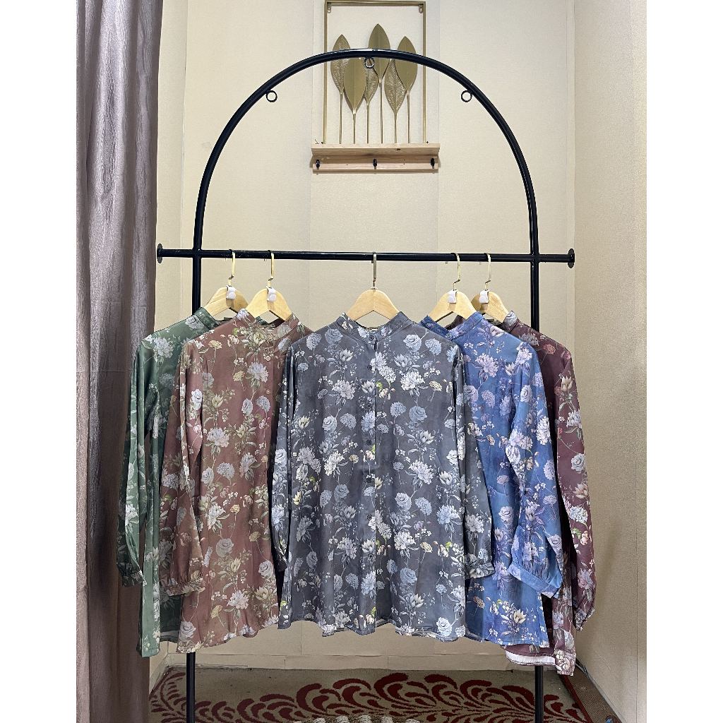 REAL PICT Kamari blouse tunik silk silky premium motif shabby vintage high quality ori Kamari