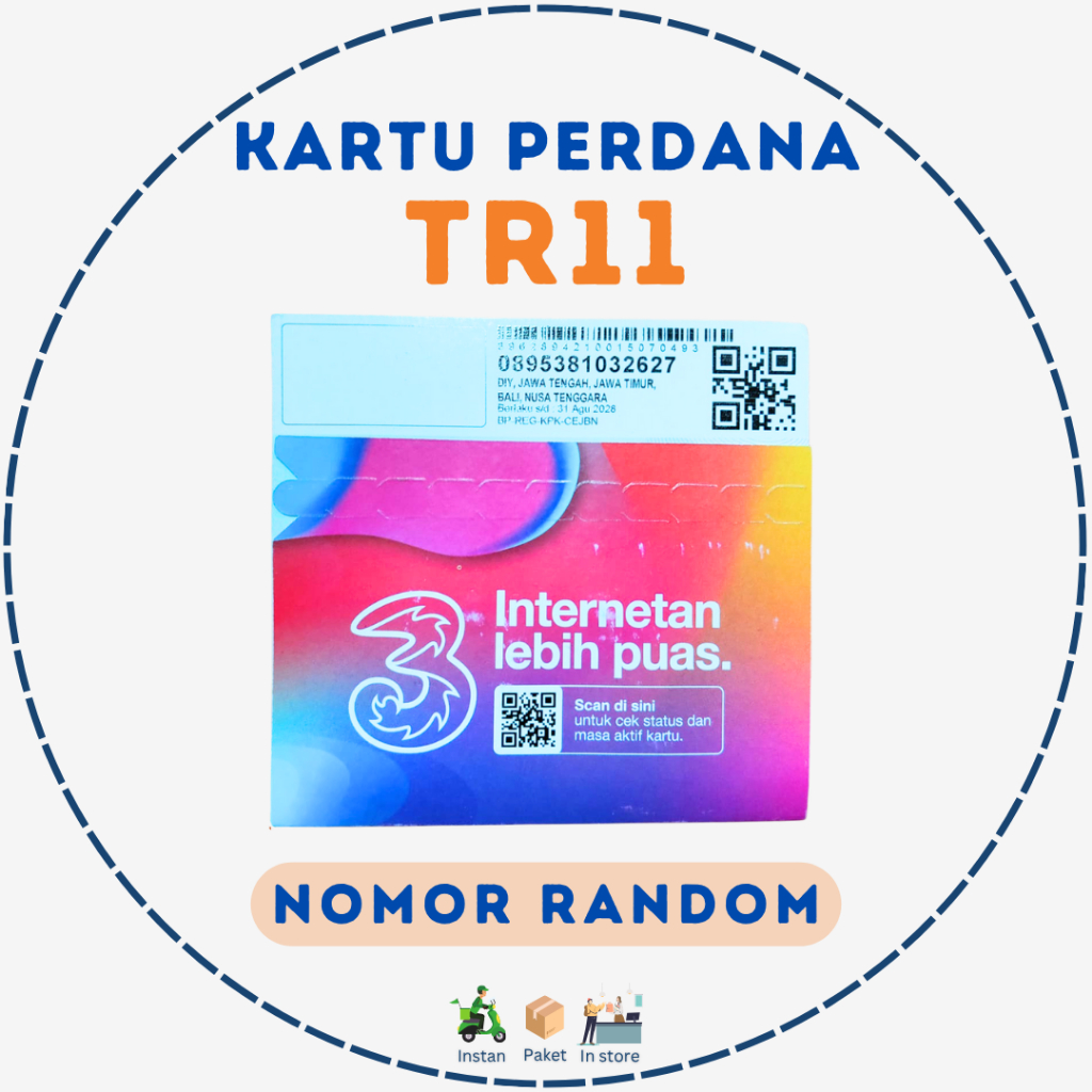 Kartu Perdana Tri 0.K Segel EXP Panjang - Kartu Perdana Tri Segel Kosongan Support 4G LTE