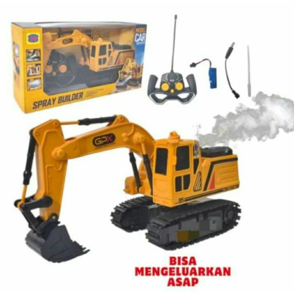 Mainan exavator asap spray RC