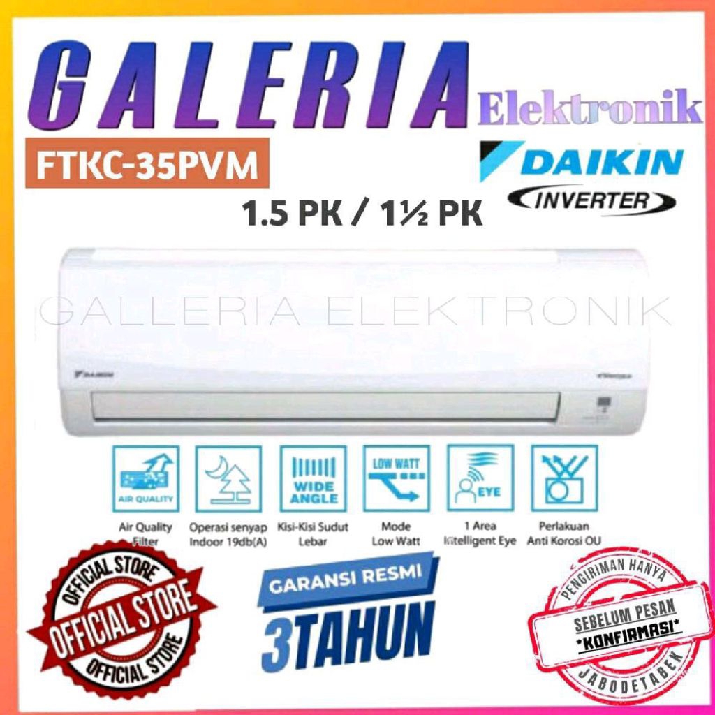 AC DAIKIN 1.5PK STAR INVERTER - FTKC-35PVM / FTKC35PVM / FTKC 35PVM - 1.5PK THAILAND R32