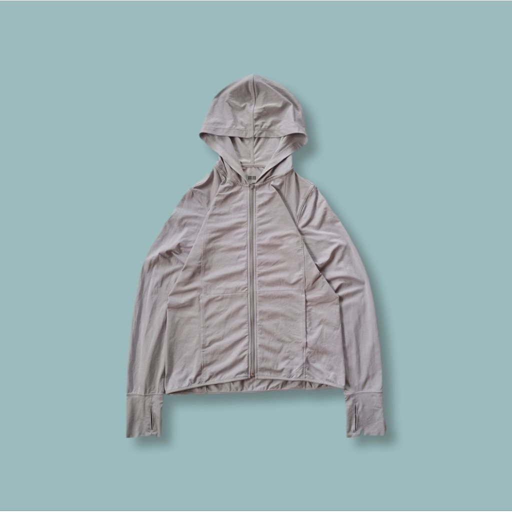 Uniquesport - Jaket Olahraga Running Uniqlo AIRism UV Cut Grey Second M