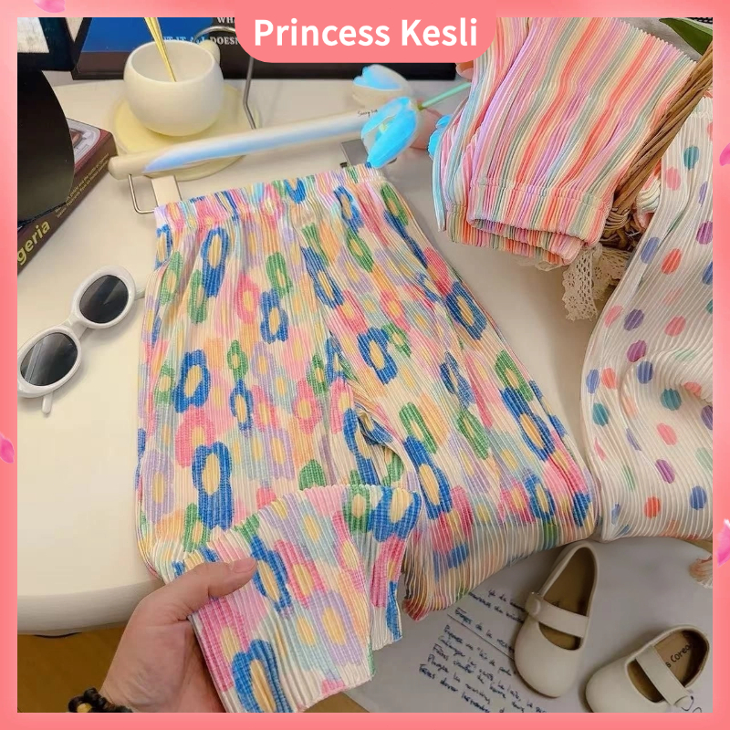 Princess Kesli Official Store 2-11 Tahun Celana panjang lurus musim panas gaya Korea baru untuk anak