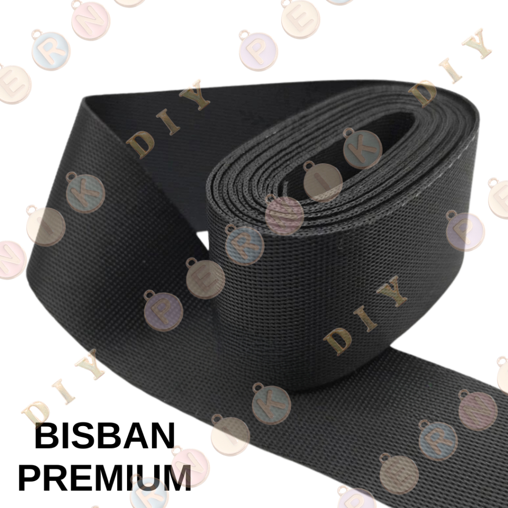 Accesories Tas Tali Bisban / Webbing Nylon TEBAL (HITAM) 4 cm (HALUS - IMPORT) - IMPORT