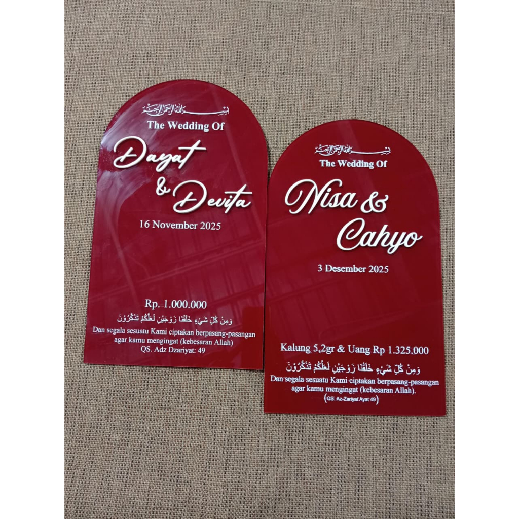 Dekorasi Mahar Akrilik Dome / Brush Akrilik