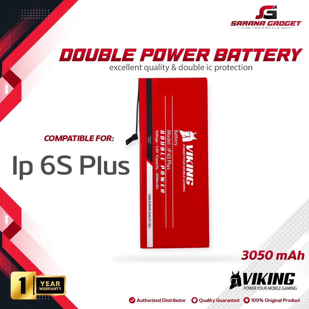 VIKING Baterai Iphone 6S PLUS 6S+ Double Power Original Apple Ori Batre Batrai Battery Dual Power
