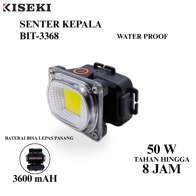 Kiseki Senter Kepala dan Sepeda Bit-3368 50W Tahan Hingga 8jam Cahaya Super Terang