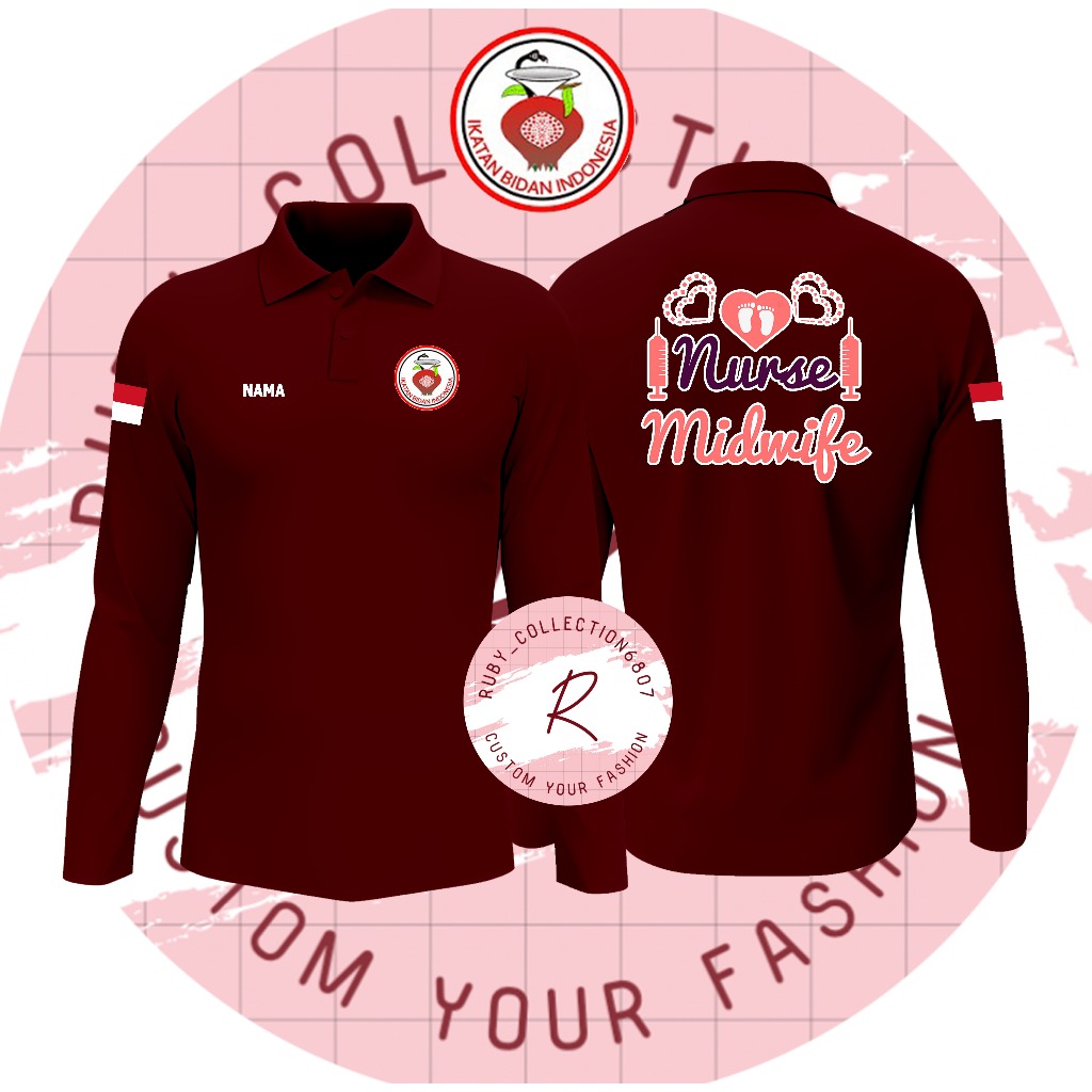 KAOS MODEL POLO BERKERAH ( BIDAN REQUES SUKA") / BAJU KAOS BIDAN -mkaos polo nurse midwife