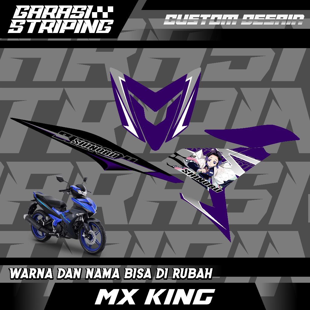 STRIPING CUSTOM VARIASI TRANSPARAN MX KING STICKER VARIASI MOTIF TERBARU KEREN MERAH MAGENTA UNGU