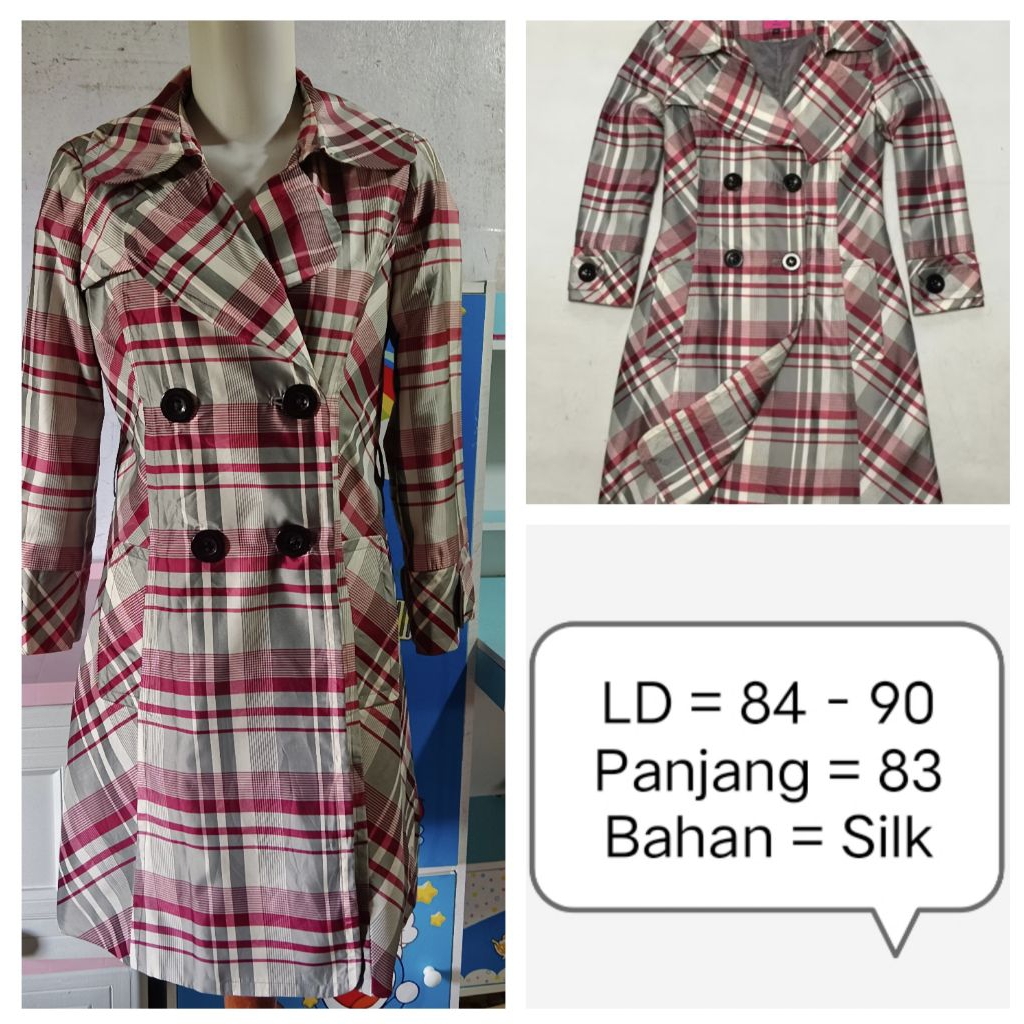 Coat Wanita/Coat Kotak-Kotak/Blazer