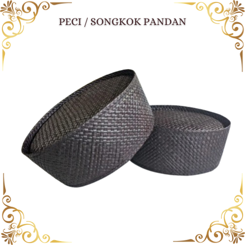 PREMIUM Peci Pandan Coklat Songkok Pandan Coklat Peci Pandan Muria kopiah santri