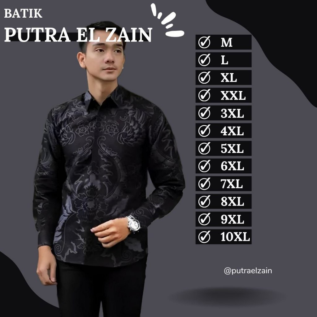 KEMEJA BATIK PRIA MAHKOTA ABU JUMBO SIZE M L XL XXL 3XL 4XL 5XL 6XL 7XL 8XL 9XL 10XL