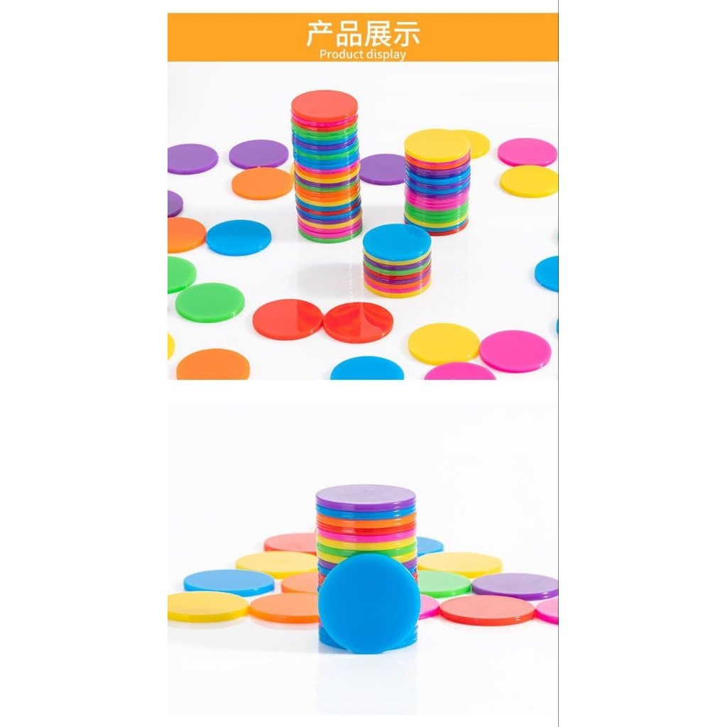 mainan koin plastik warna isi 20pcs