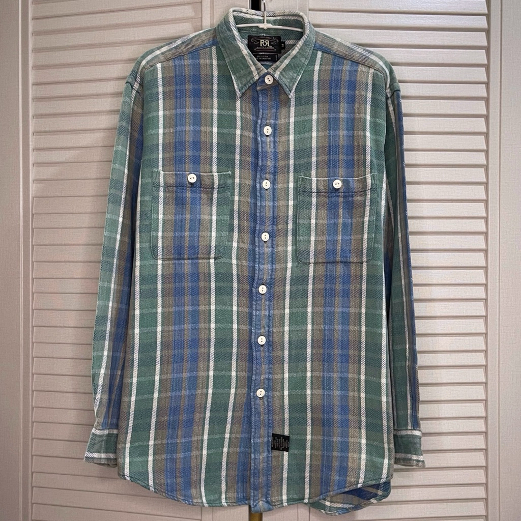 Ralph Ralph Lauren/Double RL/RRL - Heavy Plaid Flannell Work Shirt - Multicolor - Size M fit XL