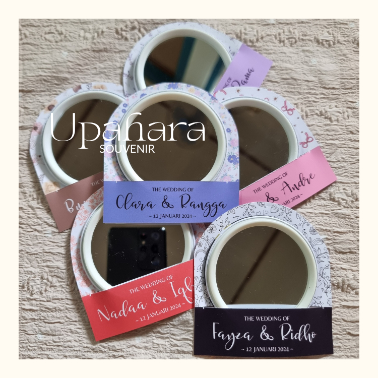 Cermin Kecil Souvenir Pernikahan Custom Nama | Kaca Souvenir Mini | Wedding Souvenir Aesthetic Unik 