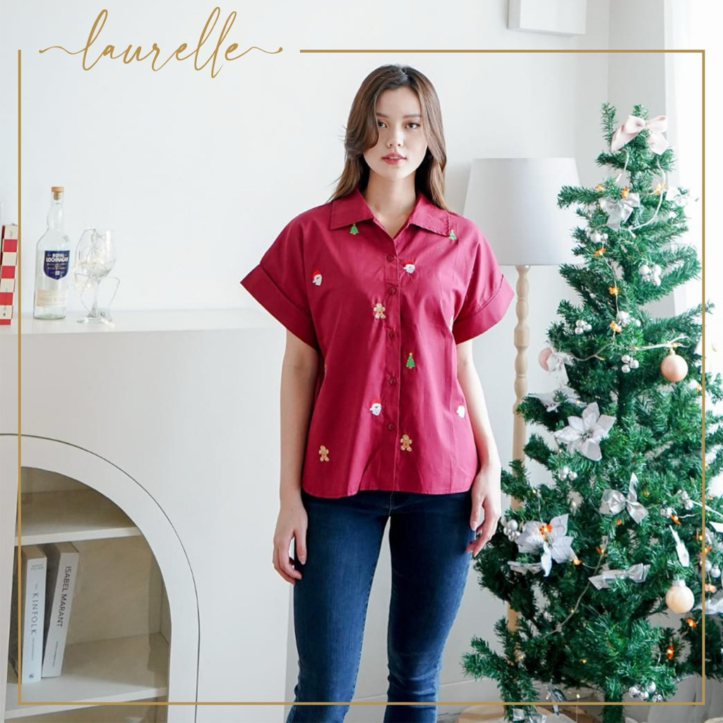 Baju natal wanita LD 90 100 110 - atasan natal wanita terbaru - atasan merah hijau wanita - dress me